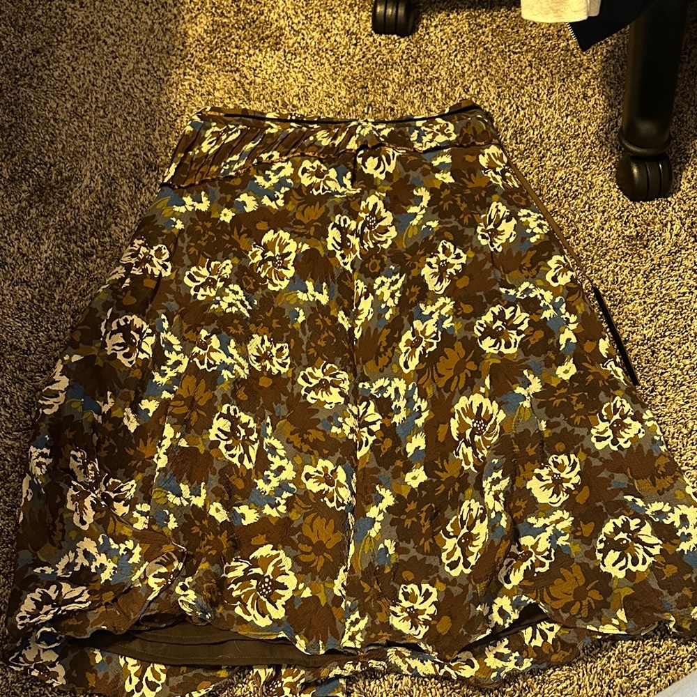 Floral Brown and Blue Women's Skirt